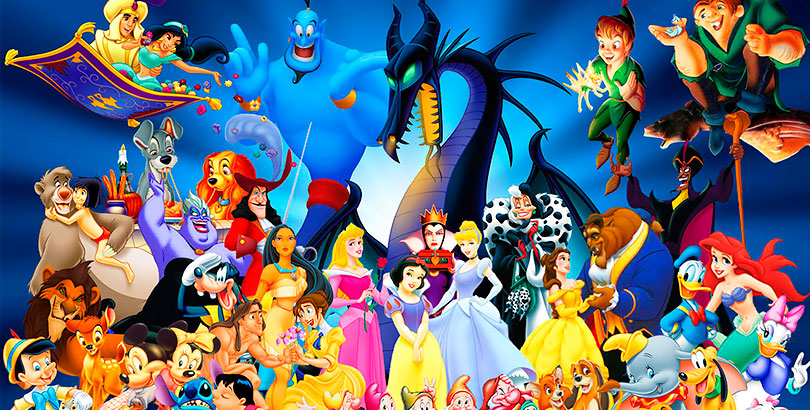 Diferentes personajes de Disney en la misma imagen