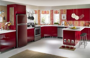 Diseño de cocina en color rojo