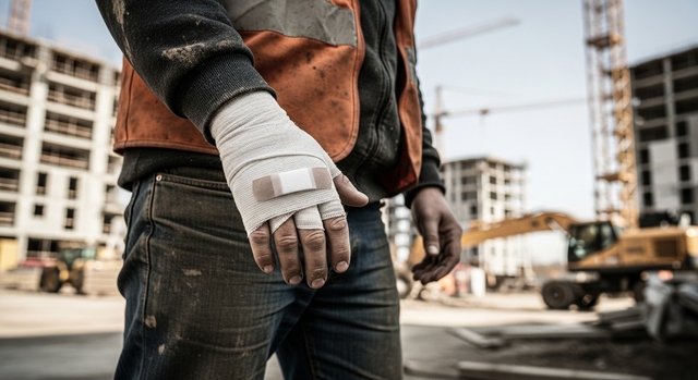Trabajador con venda en mano