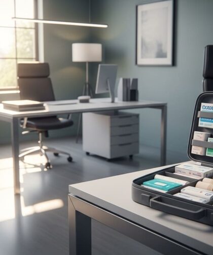Oficina con kit médico