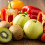 Mesa con frutas ricas en vitamina C