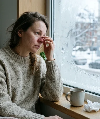 Fotografía editorial de persona real en entorno moderno sobre ¿Por qué aumentan los resfriados en invierno